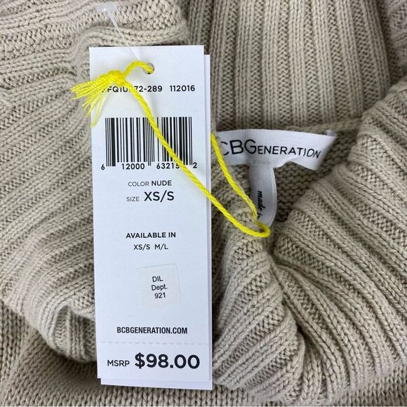 BCBGenerations Tan knit Fringe Trim Sleeveless Tunic Top S NEW - Picture 8 of 8